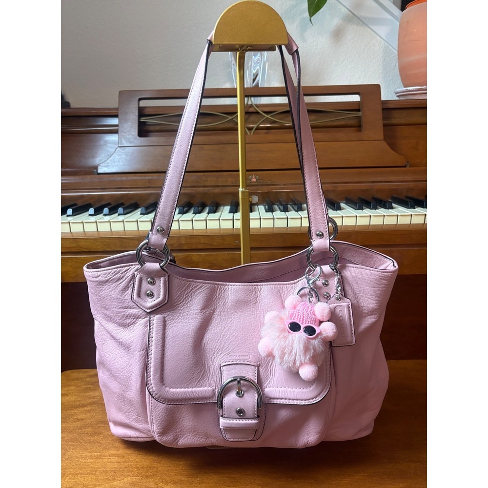 Coach Soho Leather Buckle Flap Shoulder Bag Blush Pink Hobo F24961 EUC